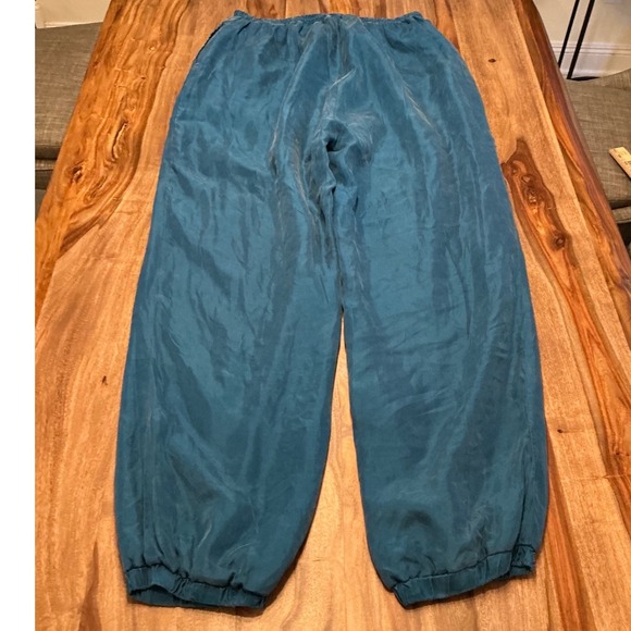 Out Brook Vintage Teal Silk Relaxed Fit Elastic Waist Jogger Pants Women's XL - Picture 12 of 12